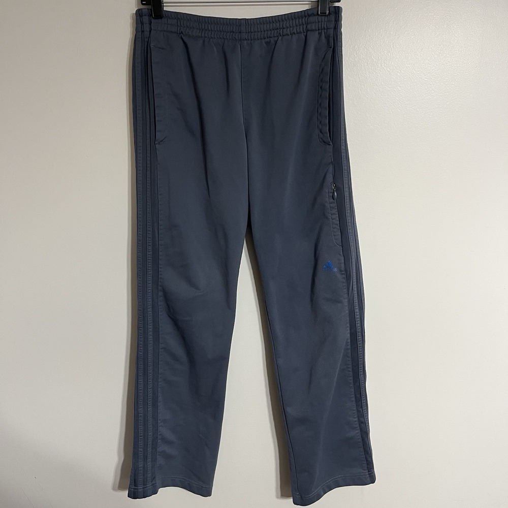 Men's Adidas Track Pants‎ Straight Leg Drawstring Waist Size Medium Gray